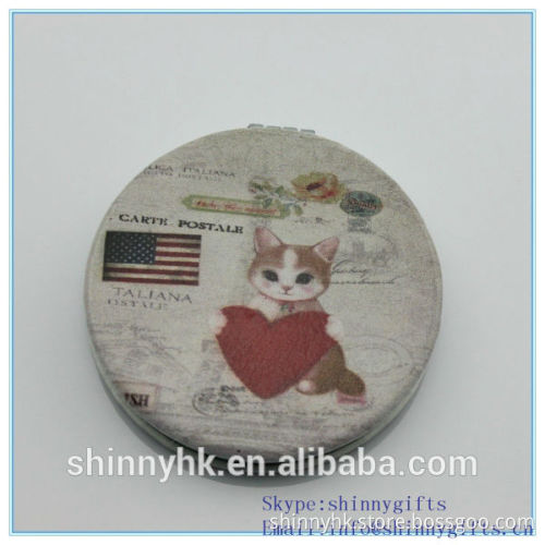 Factory direct selling new compact mirrors/ wholesale cute cat pattern pocket mirror